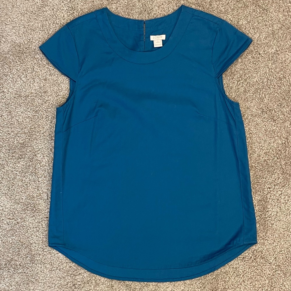 J. Crew Factory Cap Sleeve Shirt. Blue. 100% Cotton. Size Small Petite.